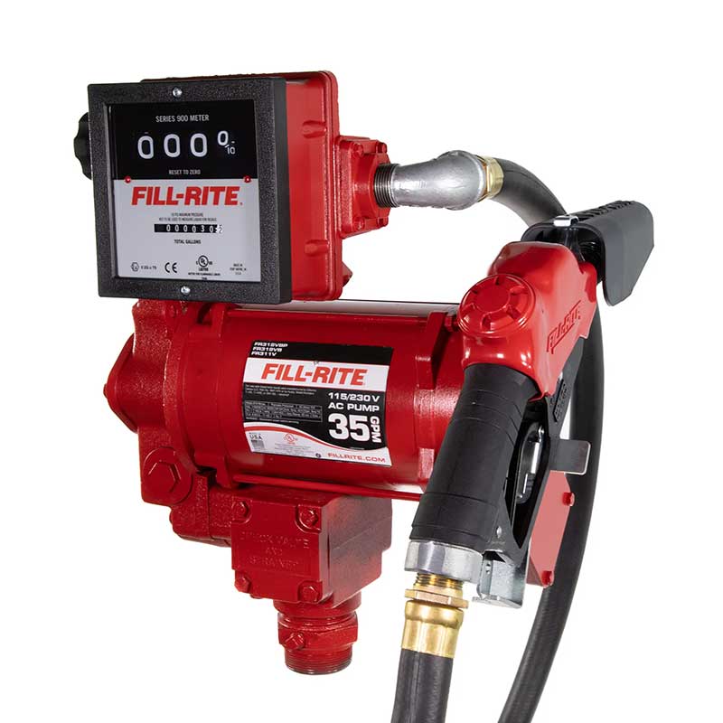Bomba de transferencia de combustible de 115-230V CA y 35 GPM con medidor y boquilla CADFR311VLB
