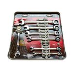 7 Piezas Juego de Llaves Combinadas con Matraca Metrica 12 Puntas APX9417