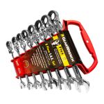 8 Piezas Juego de Llaves Combinadas Cabeza Flexible con Matraca Sae 12 Puntas APX9701